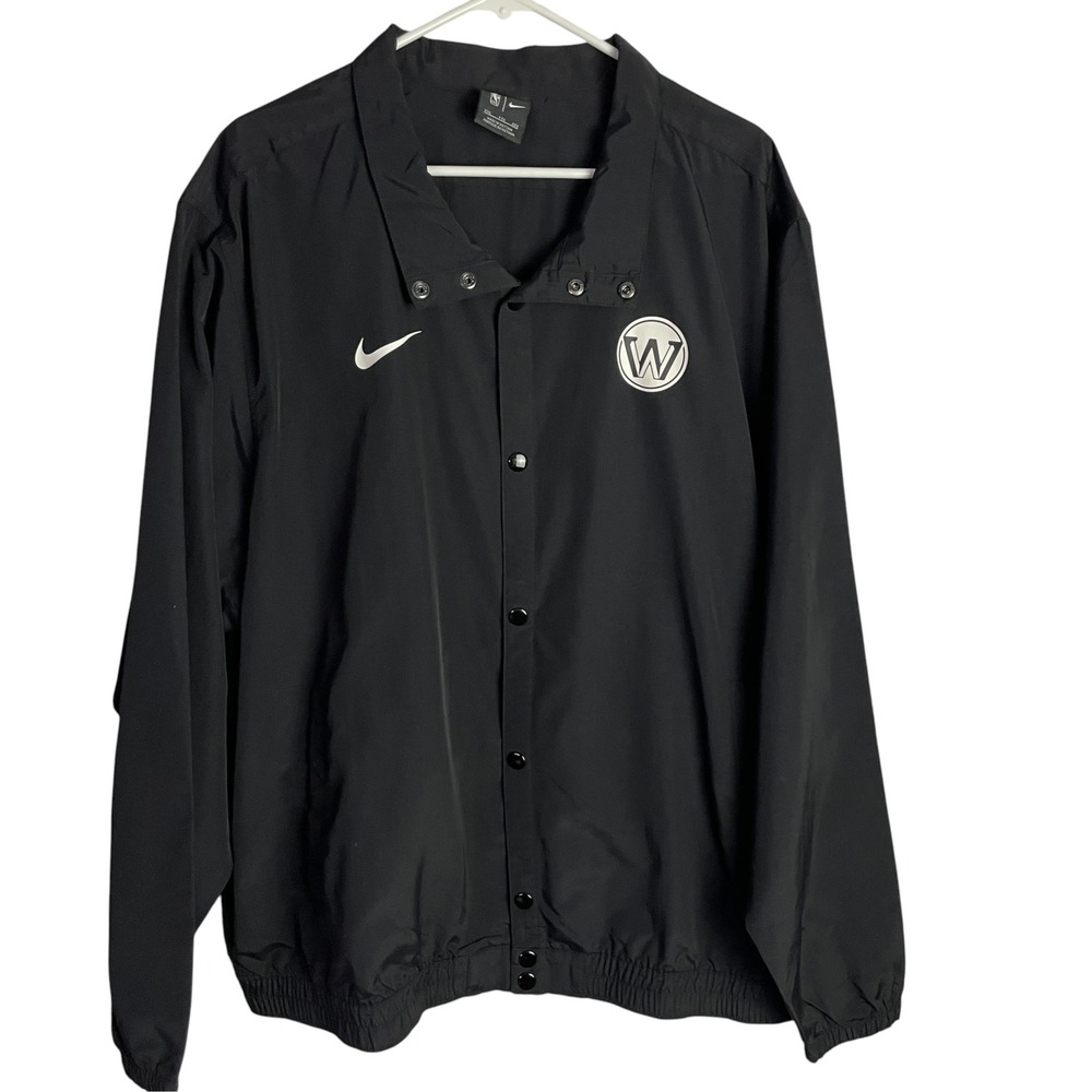 Nike Golden State Warriors Coaches Jacket Sz XXL Black Snap Up NBA Basketball